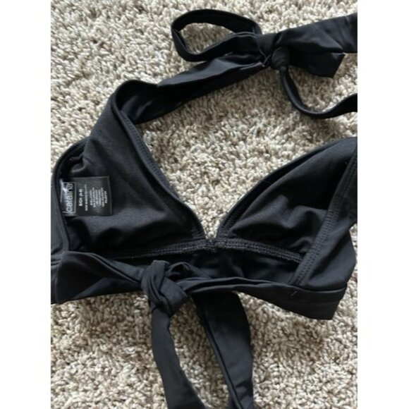 Catalina Womens Black Swim Bikini Top Size Small Solid Tie Neck and back - Picture 4 of 8